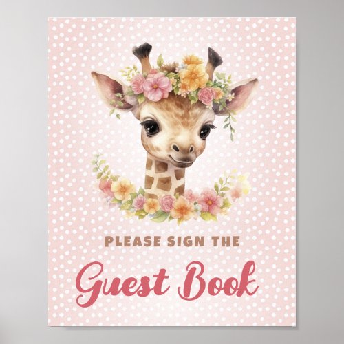 Guestbook Sign Giraffe Baby Shower Girl Safari
