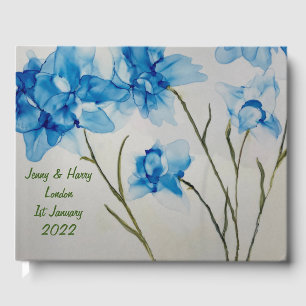 Guestbook Wedding Blue Flowers 