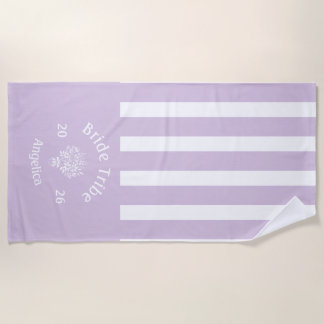 GUEST'S Bride Tribe Lilac Purple Striped Beach Towel
