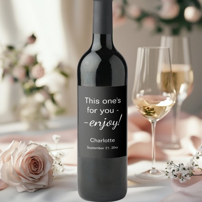 Guests favors black birthday wine label (Creator Uploaded)