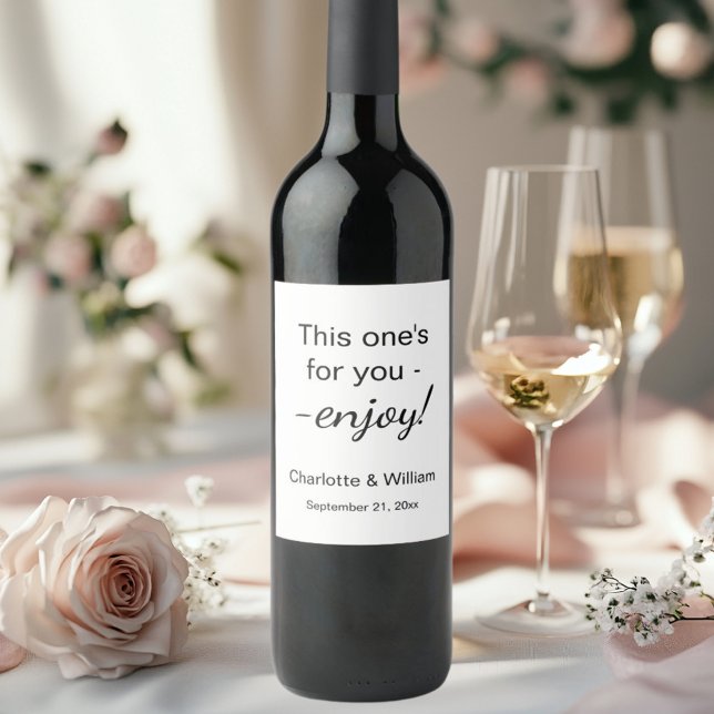 Guests favors black white wedding wine label (Creator Uploaded)