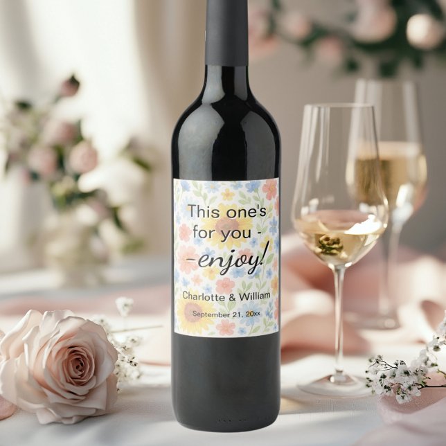 Guests favors sunflowers floral wedding wine label (Creator Uploaded)