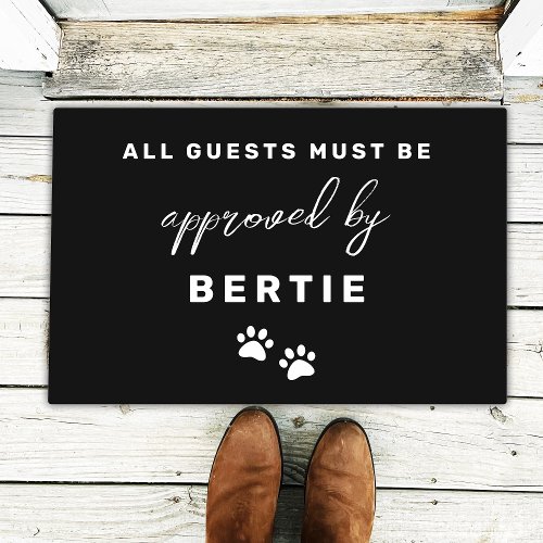 Guests must be approved by Pet Paw Print Black Doormat