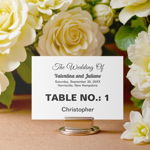 Guests Name on Black and White Wedding Place Card
