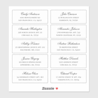 Guests names and address. Wedding shipping labels