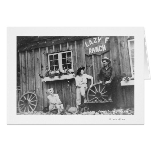 Guests Outside a Lazy F Ranch Bldg Cards (Front Horizontal)