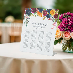 Guests Seating Chart Bright Floral Pedestal Sign