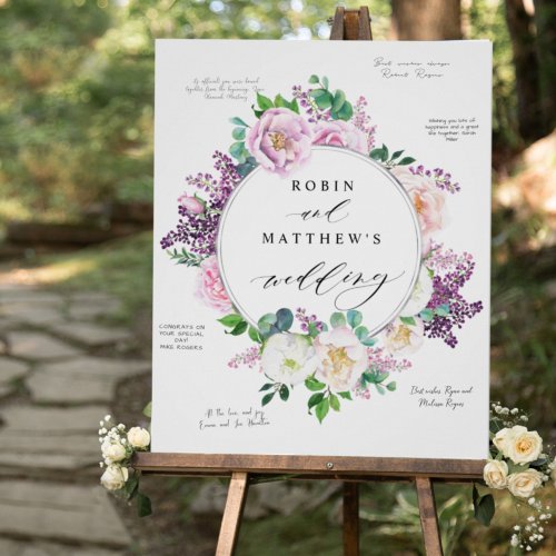 Guests Sign Around Pastel Floral Wedding Sign 