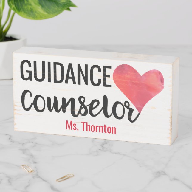 Guidance Counselor Desk Personalized Name Wooden Box Sign (In Situ Horizontal)