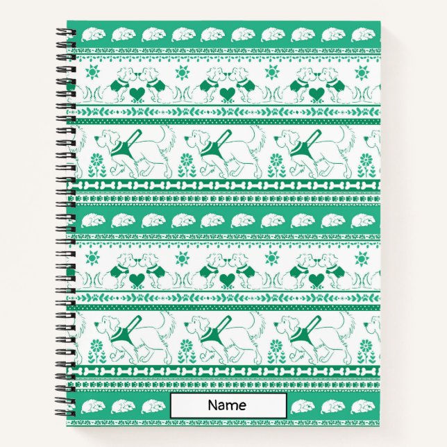 Guide Dog Tale Golden Pattern - Green - Notebook (Front)