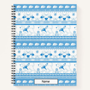 Guide Dog Tale Lab Pattern - Blue - Custom Notebook
