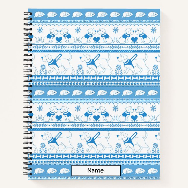 Guide Dog Tale Lab Pattern - Blue - Custom Notebook (Front)