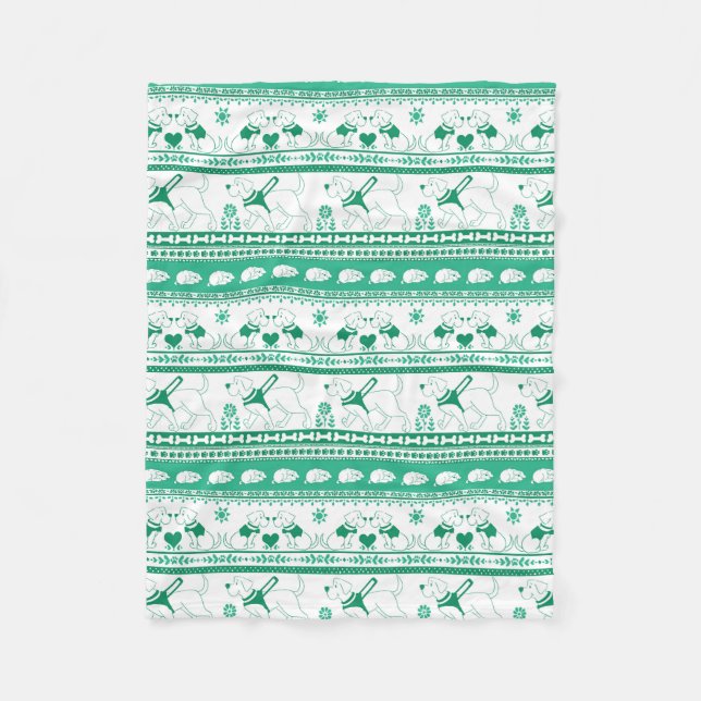 Guide Dog Tale Lab Pattern - Green - Fleece Blanket (Front)