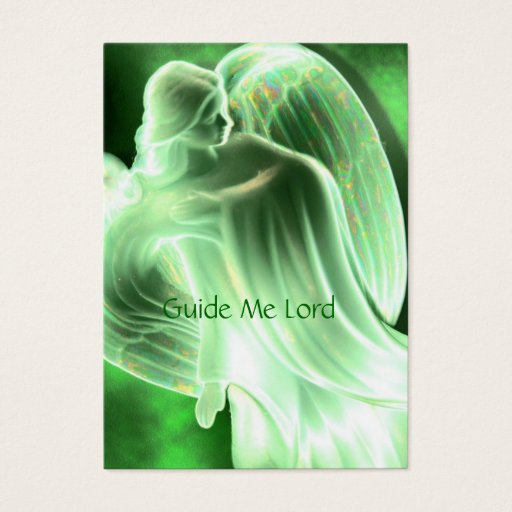 Customizable Guide Me Lord - Green Angel Prayer Card Business Cards