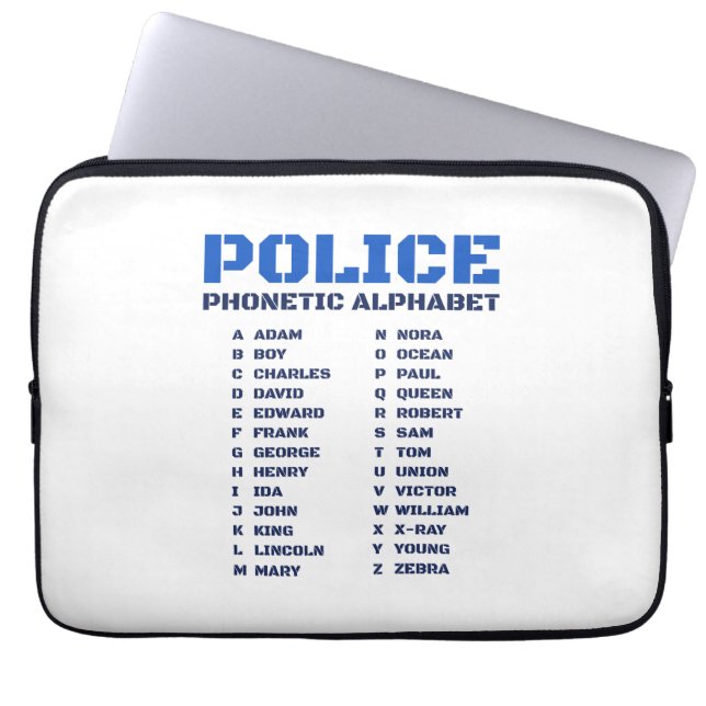 Guide to the Police Phonetic Alphabet A to Z Laptop Sleeve (Front)