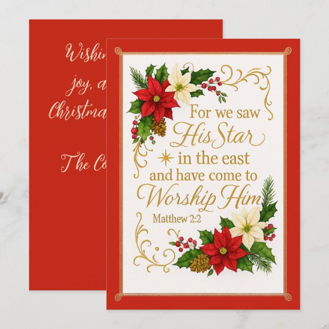 Guided by His Star  Matthew 2:2 Christmas Blessing Holiday Card (Front/Back)