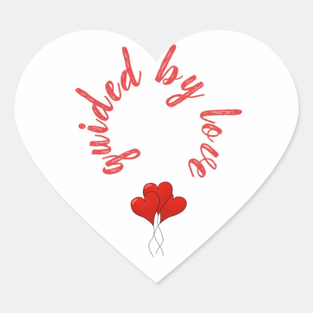 Guided By Love Red Hearts Heart Sticker (Front)