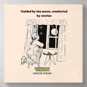Guided by the Moon Cancer Zodiac Poster  Wood Photo Tile