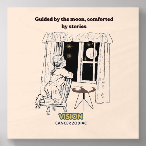 Guided by the Moon Cancer Zodiac Poster  Wood Photo Tile