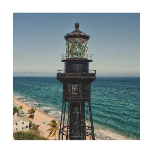 Guiding Light Aerial of Hillsborough Lighthouse Wood Wall Art