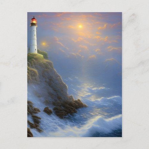 Guiding Light Cliff Lighthouse Digital Art   Postcard