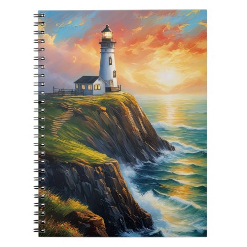 Guiding Light Lighthouse and Sunset Notebook