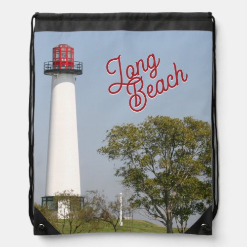 Guiding Lights Long Beach Lighthouse Serenity Drawstring Bag