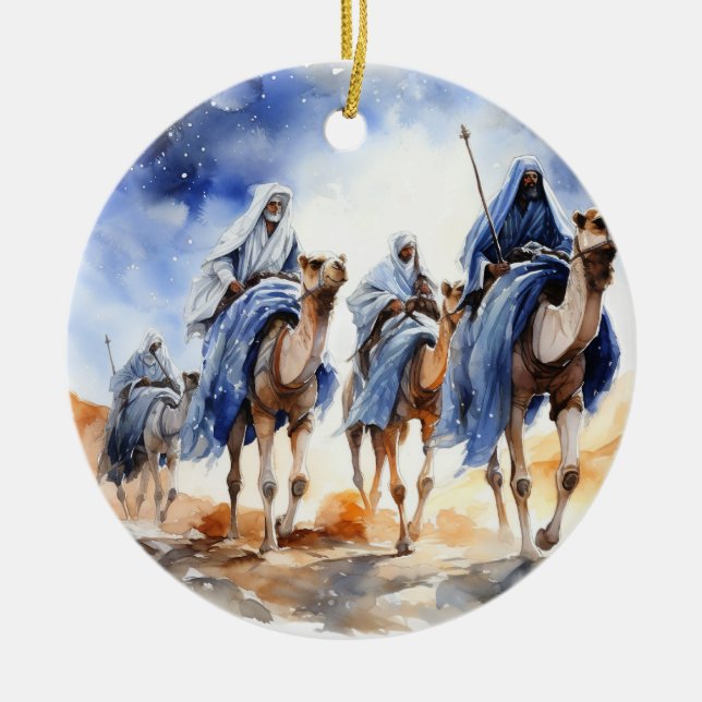 Guiding Star - Three Wise Men Ornament" Ceramic Ornament (Front)