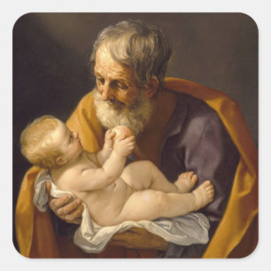 Guido Reni - Saint Joseph And The Christ Child Square Sticker