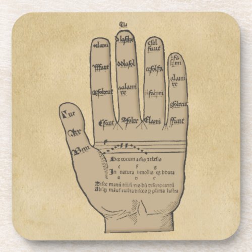 Guidonian Hand Medieval Music Theory Beverage Coaster