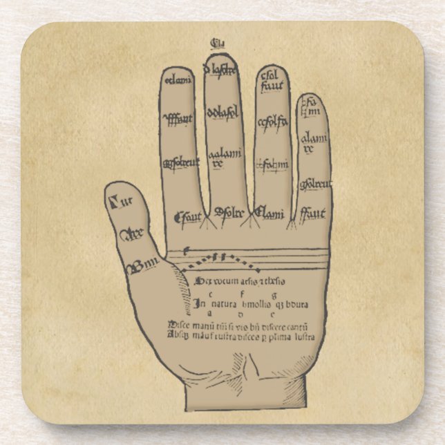 Guidonian Hand, Medieval Music Theory Beverage Coaster (Front)