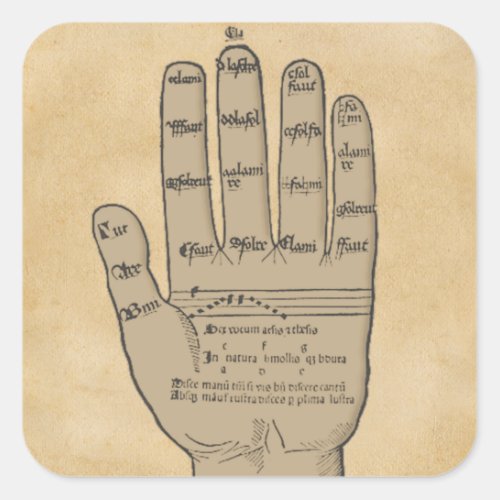 Guidonian Hand Medieval Music Theory Square Sticker