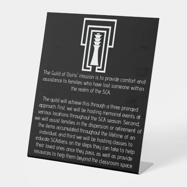 Guild of Osiris Pedestal Sign (Front)