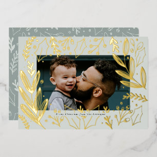 Guilded Foiliage Photo Gold Foil Holiday Card