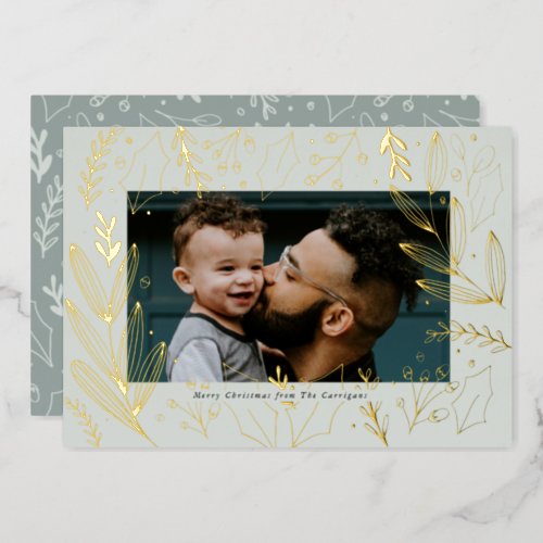 Guilded Foiliage Photo Gold Foil Holiday Card