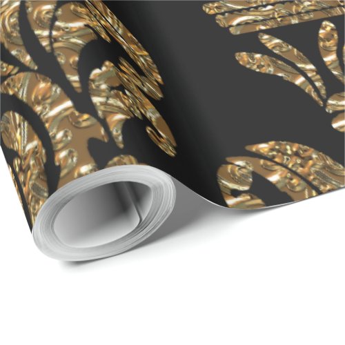 GuildHall Regal  30x 30 Black Damask Wrapping Paper