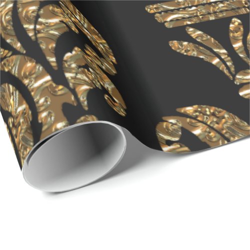 GuildHall Regal Black Damask Wrapping Paper