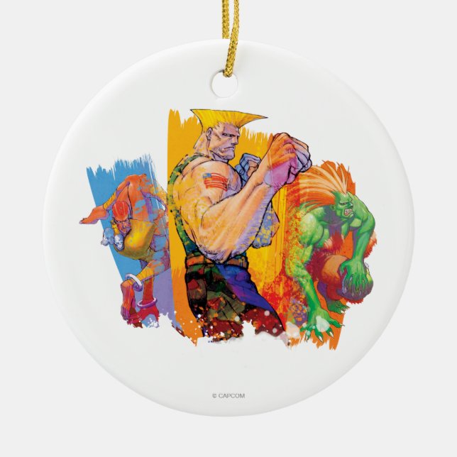 Guile, Blanka & Dhalsim Ceramic Ornament (Front)