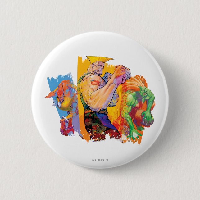 Guile, Blanka & Dhalsim Pinback Button (Front)