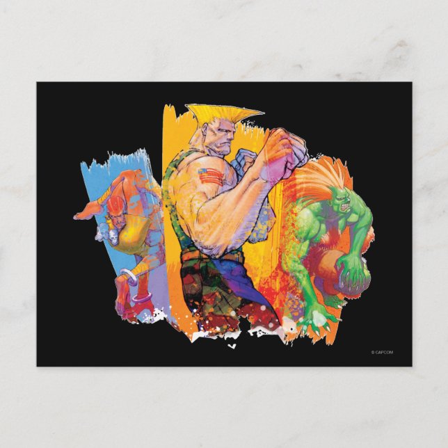 Guile, Blanka & Dhalsim Postcard (Front)