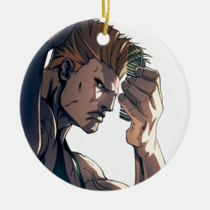 Guile Combing Hair Ceramic Ornament