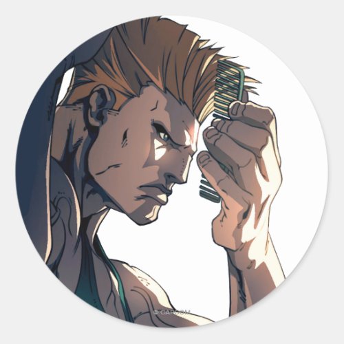 Guile Combing Hair Classic Round Sticker