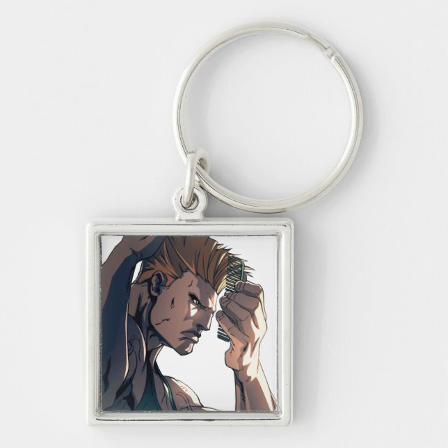 Guile Combing Hair Keychain (Front)