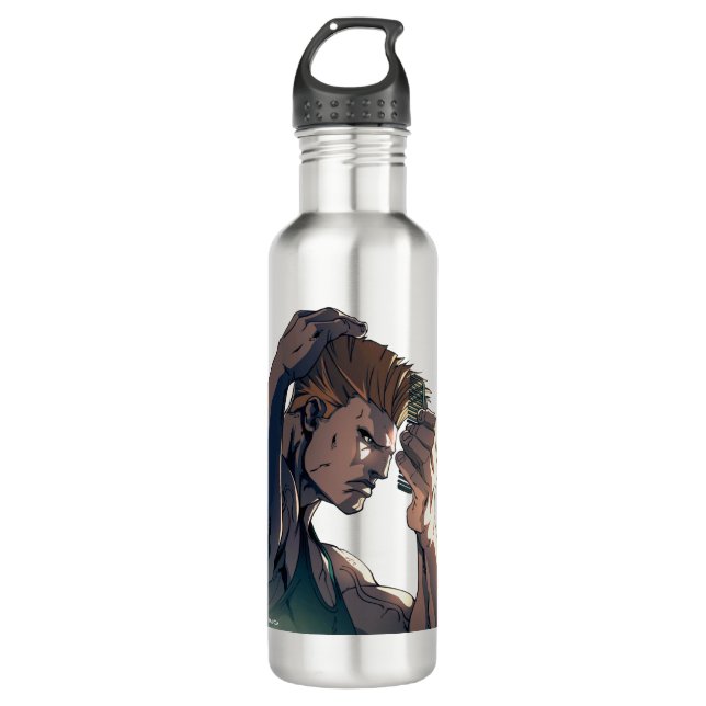 Guile Combing Hair Stainless Steel Water Bottle (Front)