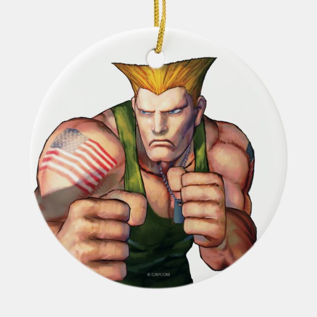 Guile With Fists Ceramic Ornament (Front)