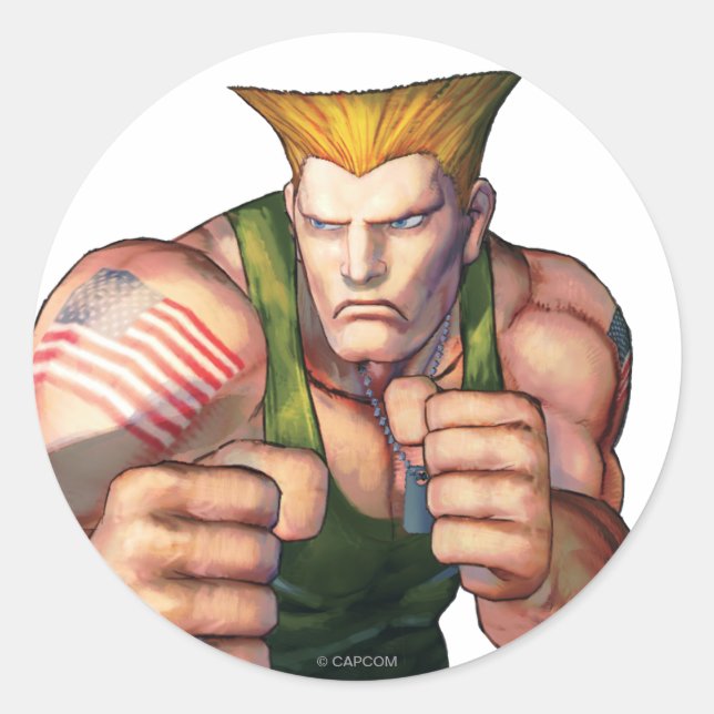 Guile With Fists Classic Round Sticker (Front)
