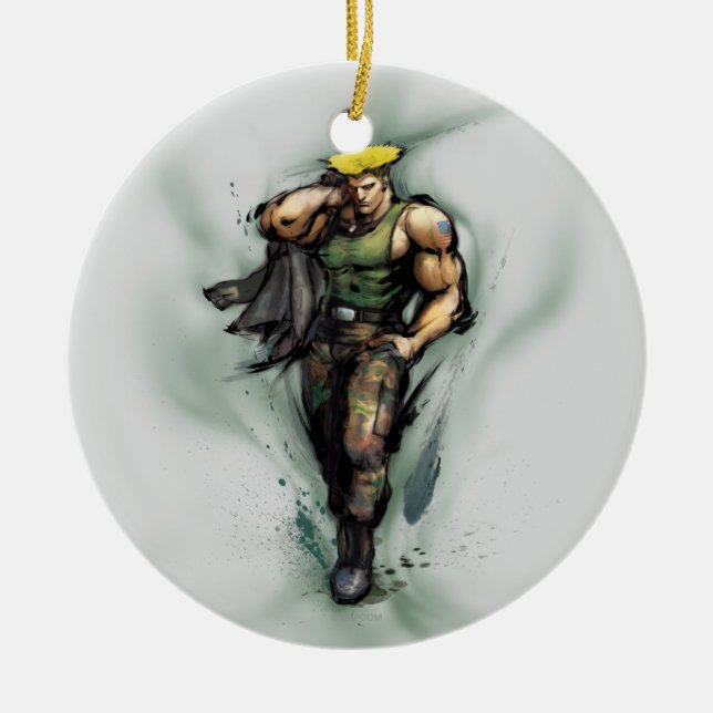 Guile With Jacket Ceramic Ornament (Front)
