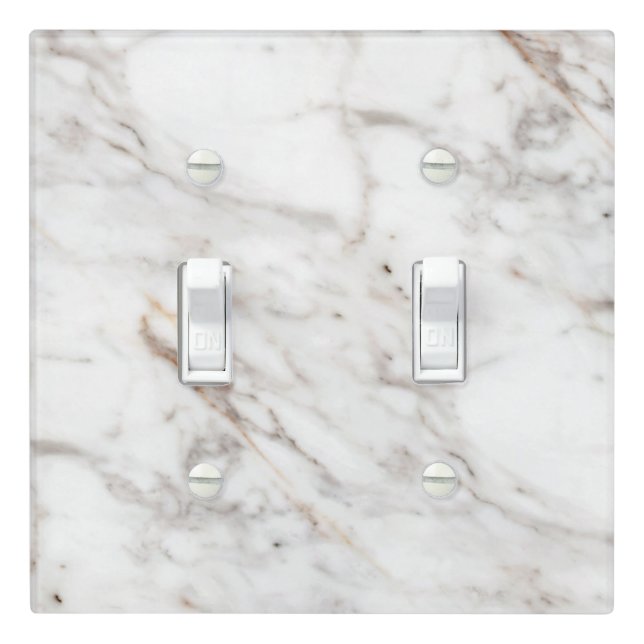 Guilia Bianco White Marble Stone Printed Modern Light Switch Cover (In Situ)