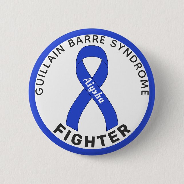 Guillain Barre Syndrome Fighter Ribbon White Button (Front)