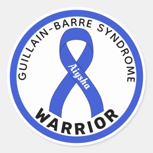 Guillain_Barre Syndrome Warrior Ribbon White Classic Round Sticker